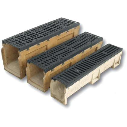 Rigola fonta ductila cu canal de beton polimeric cu grătar CAPOL 18/25/30 - CAPOL